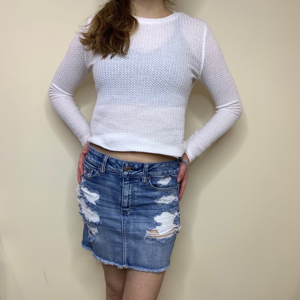 American Eagle Distressed Jean Skirt